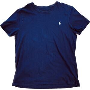 Vintage Polo Ralph Lauren T Shirt Blue Medium Short Sleeve White Horse Rider